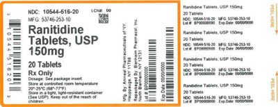 150mg 20ct (Label Ranitidine Tabss 150mg Bpi(10544 516 20) Amneal(53746 253 10) Rev0)